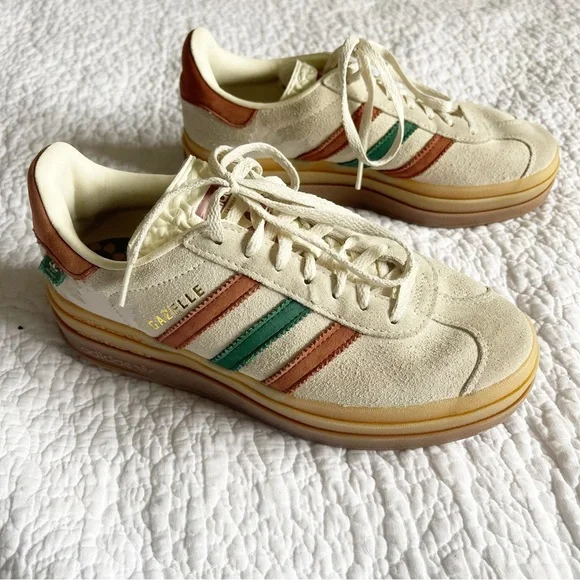 Adidas Women's Gazelle Bold Maple Leaf Platform Sneakers - Cream, Brown, Green - Picture 9 of 15
